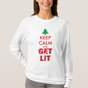 Keep calm and get lit funny ugly Christmas sweater