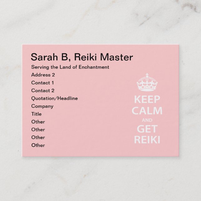 Keep Calm and Get Reiki Appointment Card (Front)