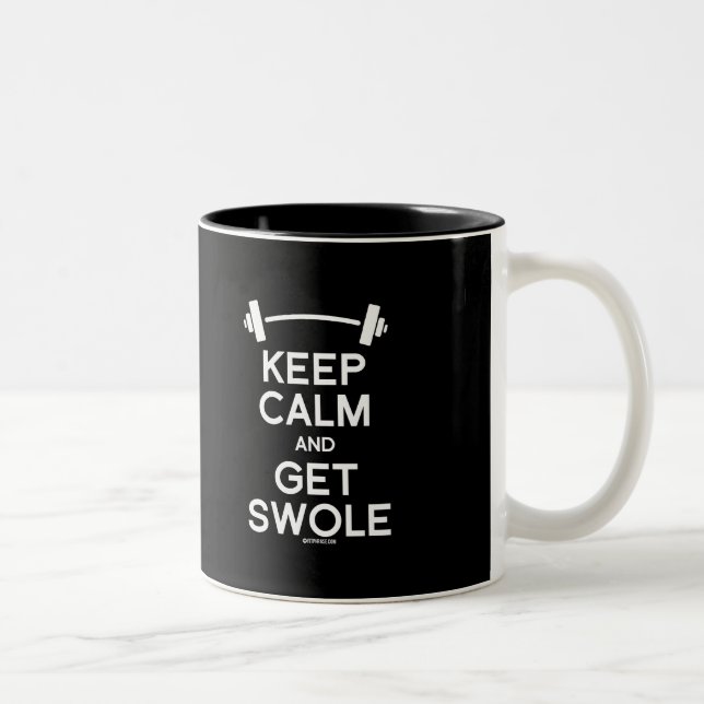Keep Calm and Get Swole -   Guy Fitness -.png Two-Tone Coffee Mug (Right)