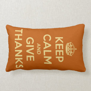 Keep Calm and Give Thanks Harvest Orange Lumbar Pillow