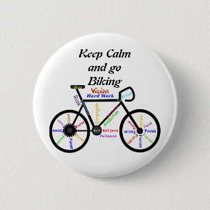 Keep Calm and go Biking, with Motivational Words 2 Inch Round Button