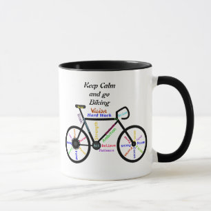 Keep Calm and go Biking, with Motivational Words Mug