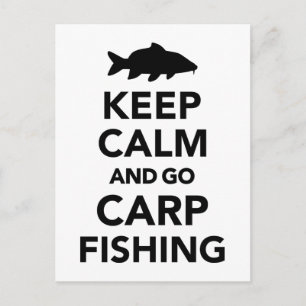 Keep calm and go carp fishing postcard
