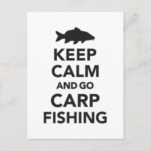 "Keep calm and go carp fishing" postcard