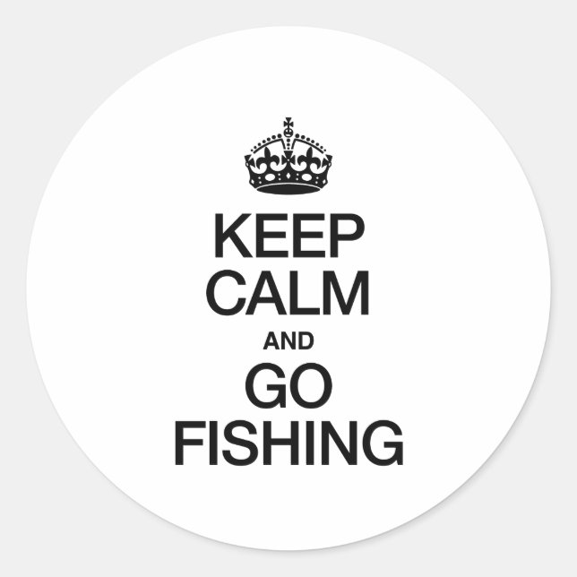 KEEP CALM AND GO FISHING CLASSIC ROUND STICKER (Front)