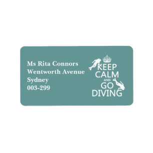 Keep Calm and Go (scuba) Diving (all colours) Label