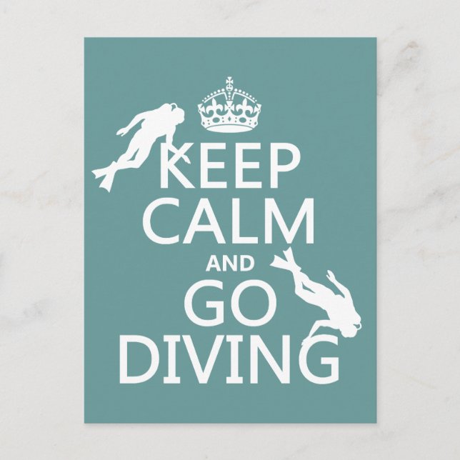 Keep Calm and Go (scuba) Diving (all colours) Postcard (Front)