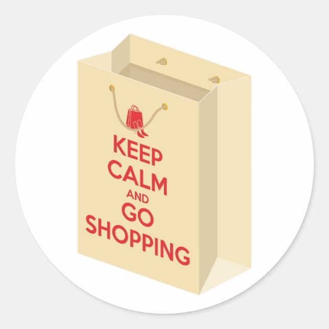 Keep Calm and Go Shopping (bag1) Classic Round Sticker (Front)
