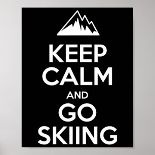 Keep calm and go skiing funny skier poster