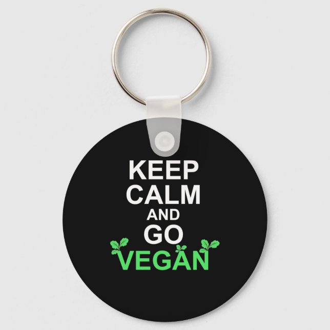 Keep Calm And Go Vegan Keychain (Front)
