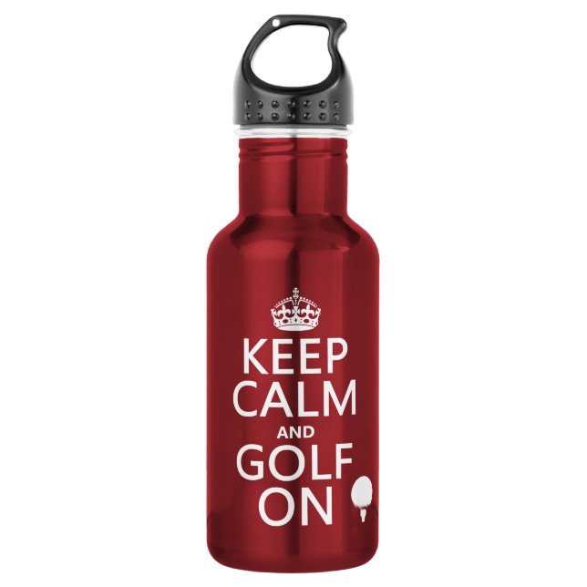 Keep Calm and Golf On - available in all colours 532 Ml Water Bottle (Front)