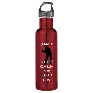 KEEP CALM AND GOLF ON PERSONALIZED WATER BOTTLE