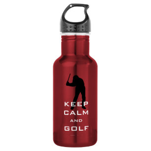 KEEP CALM AND GOLF ON PERSONALIZED WATER BOTTLE