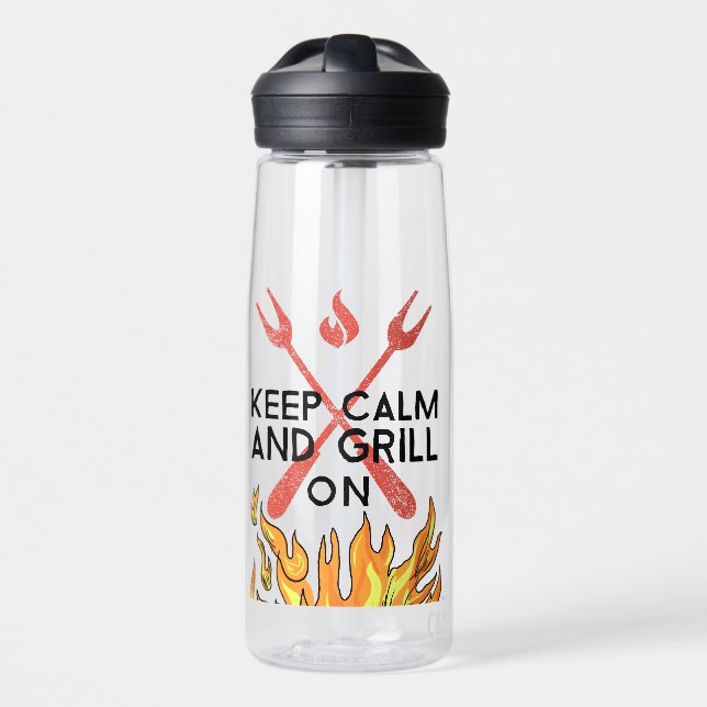 Keep Calm and Grill On Water Bottle (Front)