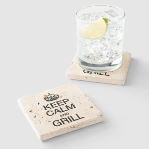 KEEP CALM AND GRILL STONE COASTER