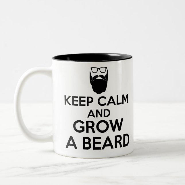 keep calm and grow a beard Two-Tone coffee mug (Left)