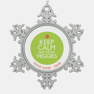 Keep Calm and Grow Veggies 2 Snowflake Pewter Christmas Ornament