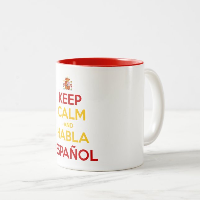 Keep Calm and Habla Español Two-Tone Coffee Mug (Front Right)