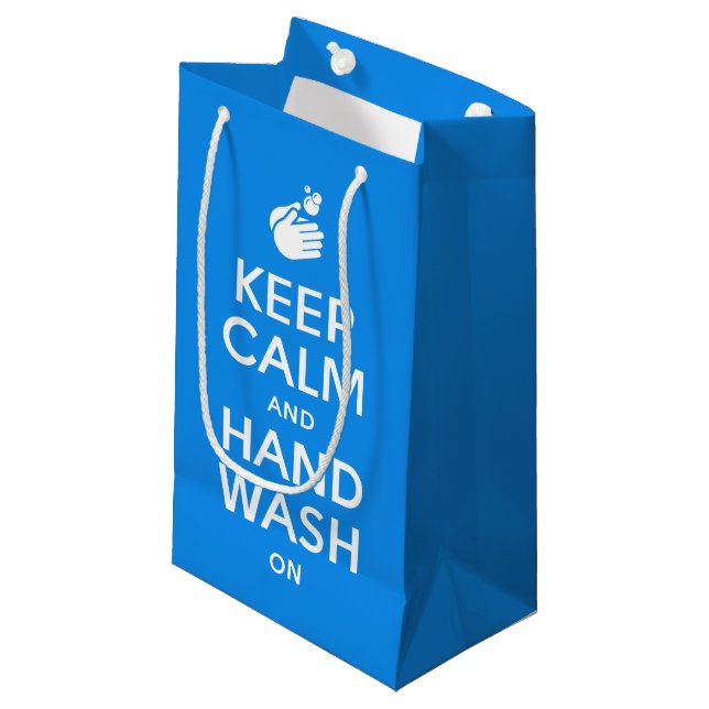 Keep Calm And Hand Wash On - Washing Hygiene Flu Small Gift Bag (Front Angled)