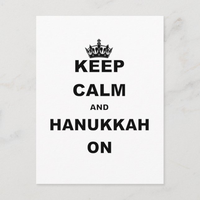 KEEP CALM AND HANUKKAH ON HOLIDAY POSTCARD (Front)