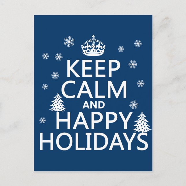 Keep Calm and Happy Holidays Holiday Postcard (Front)