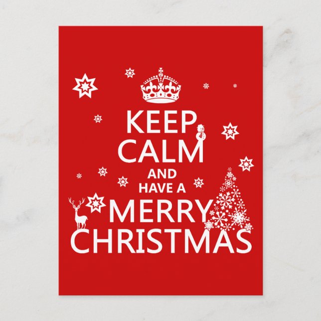 Keep Calm and Have a Merry Christmas Holiday Postcard (Front)