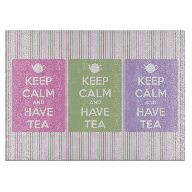 Keep Calm and Have Tea Collage Cutting Board (Front)