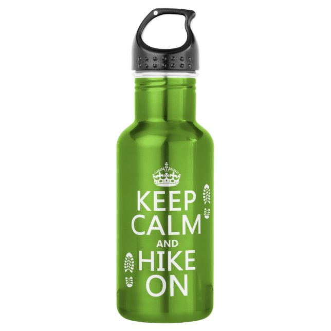 Keep Calm and Hike On (any background colour) 532 Ml Water Bottle (Front)
