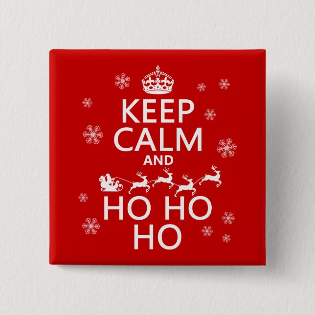 Keep Calm and Ho Ho Ho 2 Inch Square Button (Front)
