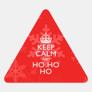 Keep Calm And Ho Ho Ho Accent Red Snowflakes Triangle Sticker