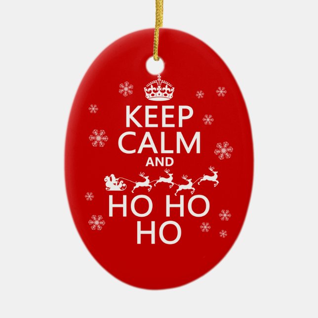 Keep Calm and Ho Ho Ho Ceramic Ornament (Front)