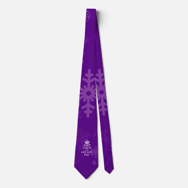 Keep Calm And Ho Ho Ho on Purple Snowflakes Tie (Front)