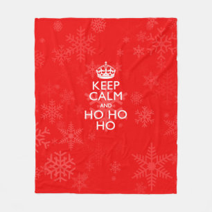 Keep Calm And Ho Ho Ho on Snowflakes Fleece Blanket