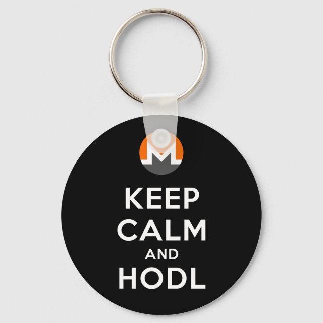 Keep Calm and Hodl Monero Keychain (Black) (Front)