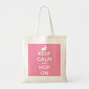 Keep Calm and Hop On Pink and White Tote Bag
