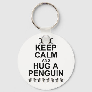 Keep Calm and Hug a Penguin Keyring
