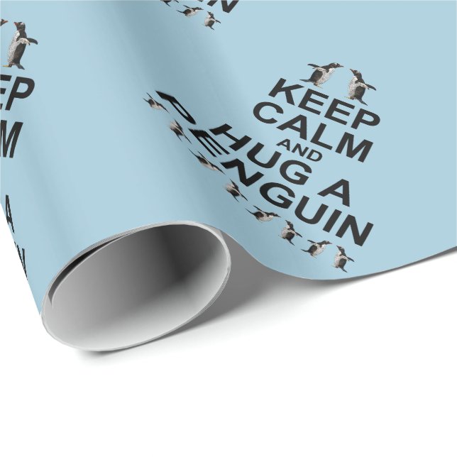 Keep Calm and Hug a Penguin Wrapping Paper (Roll Corner)