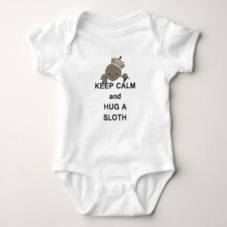 Keep Calm and Hug a Sloth with Crown Meme Baby Bodysuit