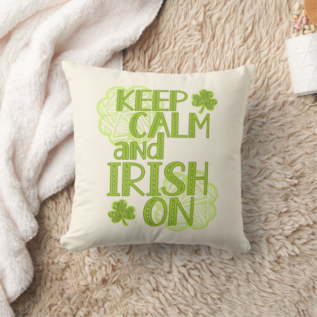 Keep Calm and Irish On Fun St. Patrick's Day Throw Pillow (Blanket)