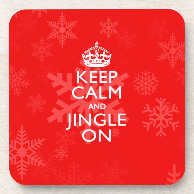 Keep Calm And Jingle On Red Accent Coaster (Front)
