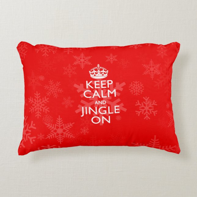 Keep Calm And Jingle On Red Accent Pillow (Front)