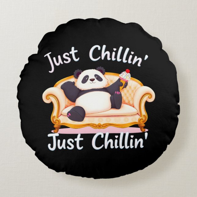 Keep Calm and Just Chillin' with Ice Cream Round Pillow (Front)