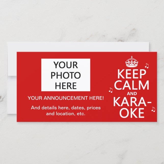 Keep Calm and Karaoke (customize colour) Announcement (Front)