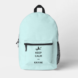 Keep Calm and Kayak Custom Name Printed Backpack