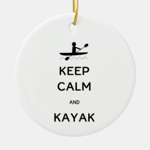 Keep Calm and Kayak with Year Ceramic Ornament