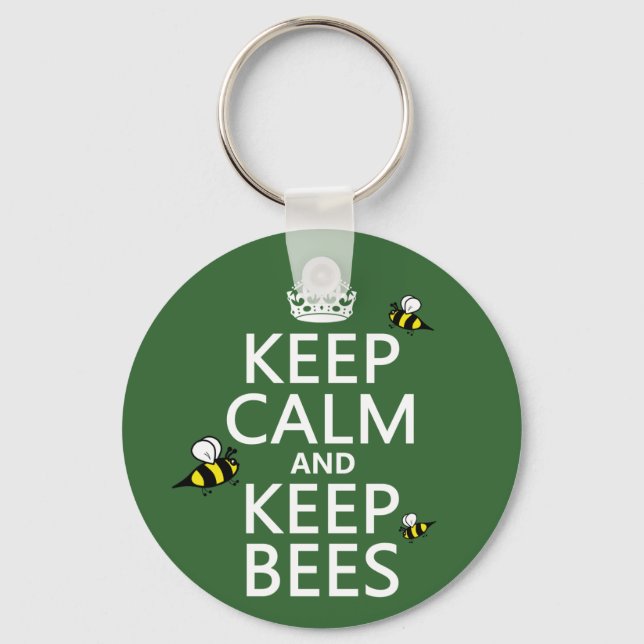 Keep Calm and Keep Bees - all colours Keychain (Front)