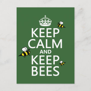 Keep Calm and Keep Bees - all colours Postcard