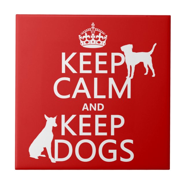 Keep Calm and Keep Dogs - all colours Tile (Front)