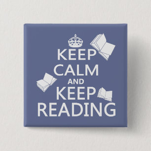 Keep Calm and Keep Reading 2 Inch Square Button