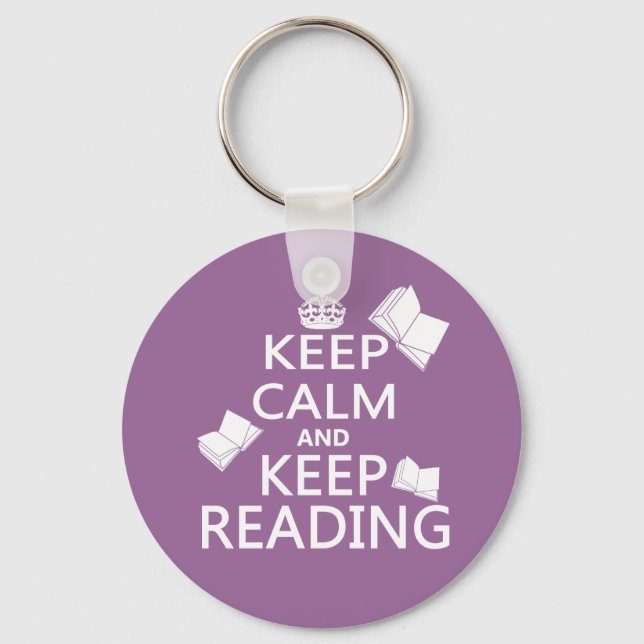 Keep Calm and Keep Reading Keychain (Front)